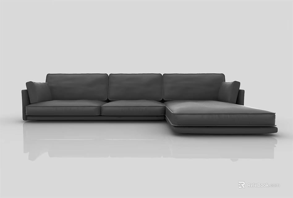Modern Grey L Shaped Sectional Sofa With Smooth Upholstery And Comfortable Design 3d model