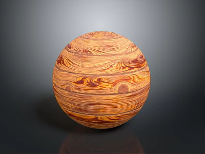 Decorative Wooden Sphere With Natural Wood Grain Pattern And Glossy Finish 3d model