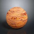 Decorative Wooden Sphere With Natural Wood Grain Pattern And Glossy Finish