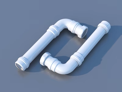 White PVC Pipe Fittings Essential Household Plumbing Supplies With Straight And U Shaped Tubes 3d model