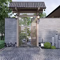 Karesansui Dry Landscape Garden With Zen Design Gravel Stones Green Plants And Wooden Fence