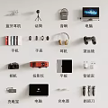 Computer with Electronic Devices Including Headphones Tablet Projector and Smart Home Gadgets 3d model