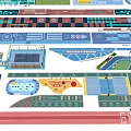 Modern Sports Field Fire Fighting Field Pavement Sports Field Greenway Line Drawing Court Park Landscape Fire Return Field 3d model