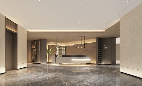 New Chinese Reception Lobby 3d model