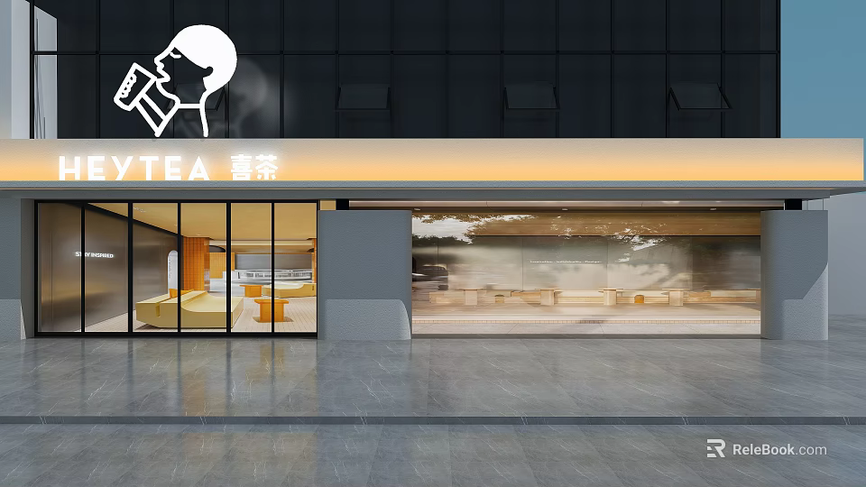 Modern Bubble Tea Shop With Glass Storefront And Stylish Interior Design 3d model 