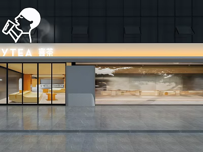 Modern Bubble Tea Shop With Glass Storefront And Stylish Interior Design 3d model