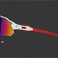 Sporty Sunglasses Red White Frame With Colorful Gradient Lenses Wrap Around Design For Outdoor Sports