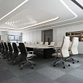 Modern Public Office Area Interior Design With Conference Table Ergonomic Chairs And Ceiling Lights