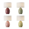 Blue Textured Base Table Lamp With White Lampshade And Multiple Color Options 3d model