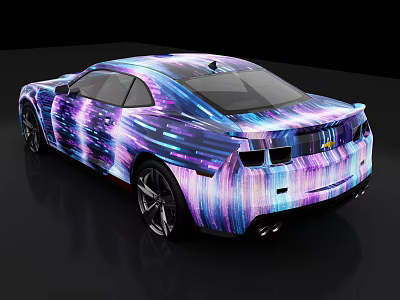 Vibrant Colorful Sports Car With Sleek Design And Custom Paint Finish 3d model