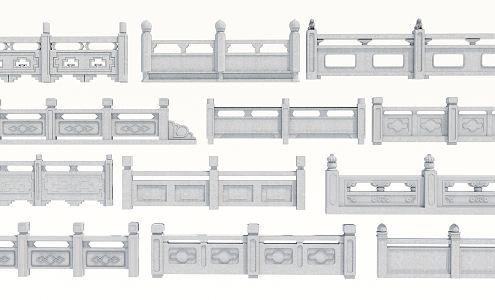 New Chinese Guardrail Stone Railing Stone Railing Stone Railing Stone Railing Stone Railing Stone Railing Marble Railing Fence 3d model