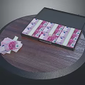 Decorative Ornament Set With Box And Euro Banknote Models On Wooden Table