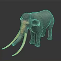 3D Rendered Mammoth Model With Long Curved Tusks And Realistic Ancient Creature Design