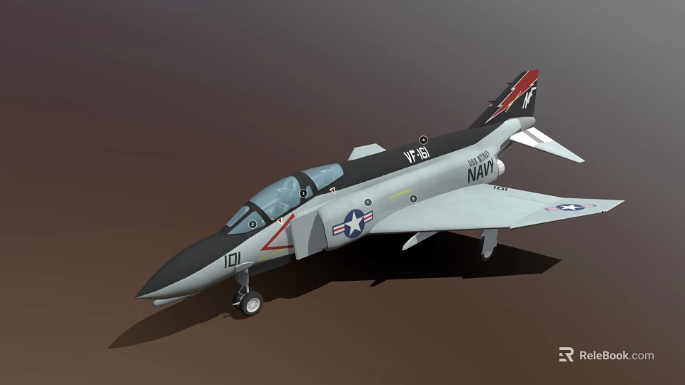 US Navy VT-82 Jet Aircraft With American Insignia And Detailed Design 3d model 