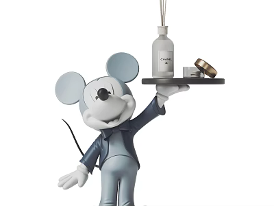 Artistic Mickey Mouse Sculpture Holding Tray With Bottle And Small Items In Tuxedo 3d model