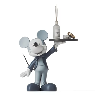 Artistic Mickey Mouse Sculpture Holding Tray With Bottle And Small Items In Tuxedo 3d model