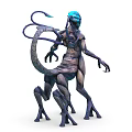 Character and Sci Fi Creature with Multi Limbs Glowing Head and Ethereal Body Design