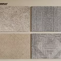 Square Carpets Display Featuring Various Patterns In Beige And Gray Tones 3d model