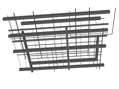 Suspended Ceiling Grid Design With Metal Keel Framework And Support Structures 3d model