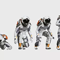 Men In Astronaut Spacesuits Showing Various Poses And Different Designs