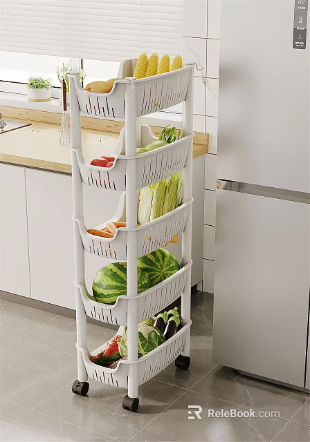 White Multi Tier Bathroom Cabinet Rack For Organizing Toiletries And Bathroom Accessories 3d model 
