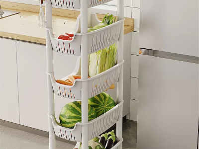White Multi Tier Bathroom Cabinet Rack For Organizing Toiletries And Bathroom Accessories 3d model