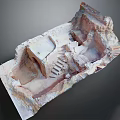 Detailed Architectural Sculpture Carving with Intricate Steps Layered Structure and Textured Surfaces