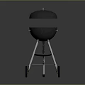 Black Barbecue Grill with Lid Wheels and Metal Stand for Outdoor Cooking