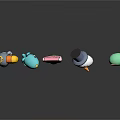 Cartoon Game And Movie Characters With Various Colors Unique Designs Arranged On Reflective Background