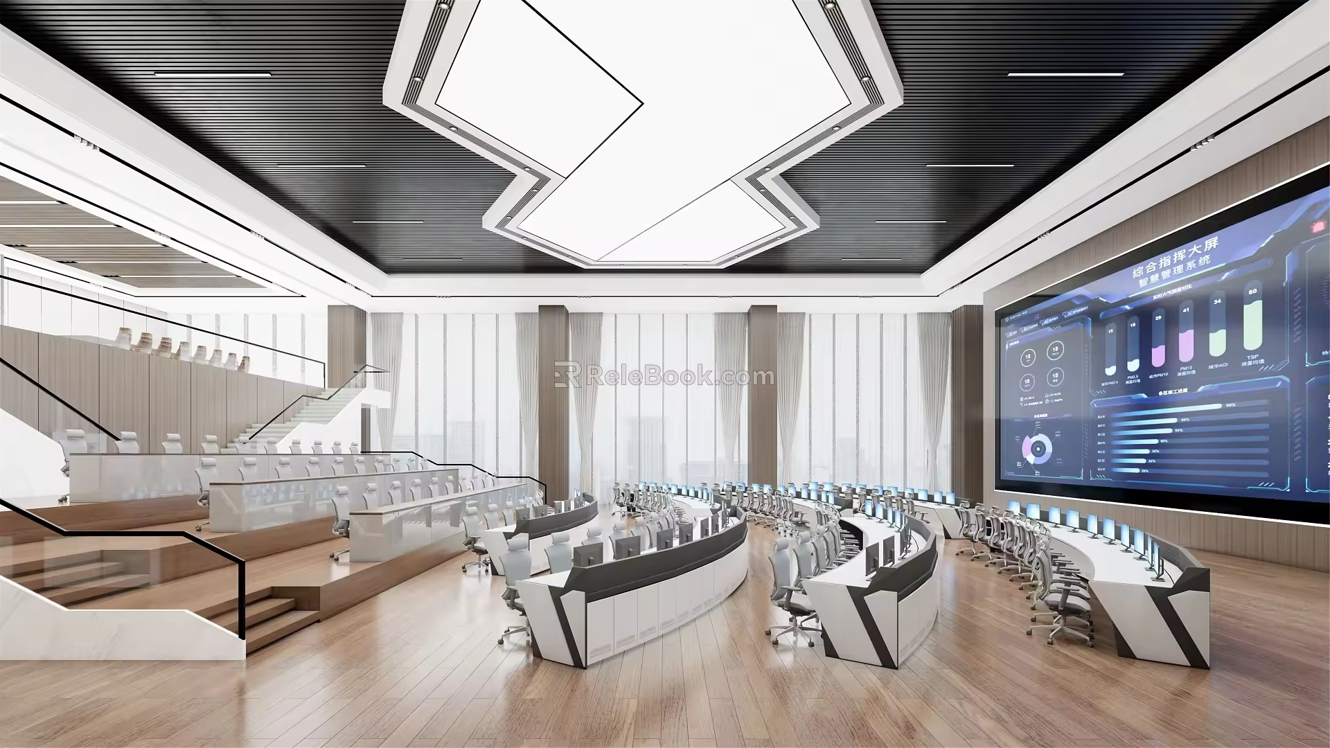Command and Control Hall of Modern Monitoring Room 3d model