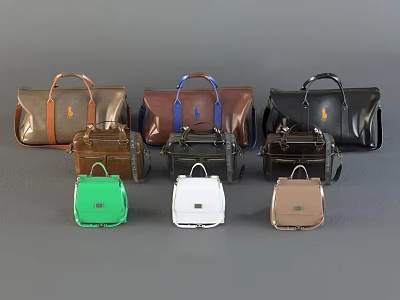 Colorful Assorted Travel Luggage Bags With Handheld Design Various Styles And Sizes 3d model