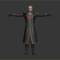 Game and Movie Character in Black Military Style Outfit with Red Sash and Outstretched Arms