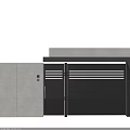 Stylish Black Entrance Door Featuring Parallel Lines And Number 12 For Building Entrance