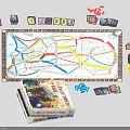 Railways of the World Board Game with Map Colored Tokens and Cards