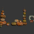 Colorful Fall Pumpkin Decorations With Stacked Designs Jack O Lanterns And Wreath