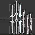 Various Medieval Fantasy Weapons Collection Featuring Swords Daggers And Bow 3d model