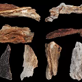 Natural Stone And Wood Pieces With Varied Textures And Natural Patterns