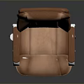 Brown Leather Office Chair With High Back Silver Arms And Five-Point Caster Base