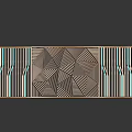 Elegant Feature Wall With Intricate Geometric Patterns And Colorful Striped Designs