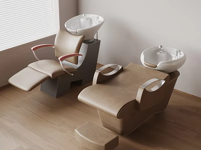 Modern Dental Clinic Interior With Comfortable Chairs White Sinks Wooden Floor And Window 3d model