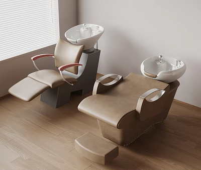 Modern Dental Clinic Interior With Comfortable Chairs White Sinks Wooden Floor And Window 3d model