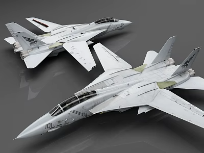 Two White Military Fighter Jet Models With Sleek Design And Markings 3d model