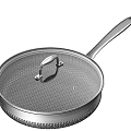 Stainless Steel Frying Pan With Honeycomb Texture Lid And Ergonomic Handle Design