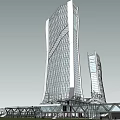 Modern Twin Office Buildings With Curved Glass Facade And Unique Architectural Design