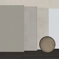 Modern Minimalist Background Wall With Light Panel Design Beige Gray White Tones And Spherical Decor