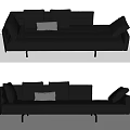 Modern Black Leather Large Sofa With Multiple Cushions And Slim Legs 3d model
