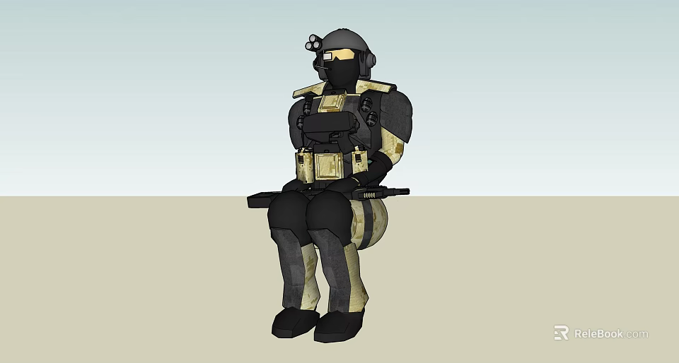 Tactical Game and Movie Character Wearing Helmet Body Armor and Combat Uniform 3d model 