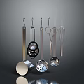 Stainless Steel Kitchen Utensils Hanging Set With Spoon Slotted Spoon Whisk And Strainer
