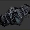 Futuristic Armored Warrior Character With Silver Mechanical Armor And Red Eyes