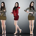 Three Women Wearing Glasses In Different Outfits Holding Baton Red Apple And Keyboard